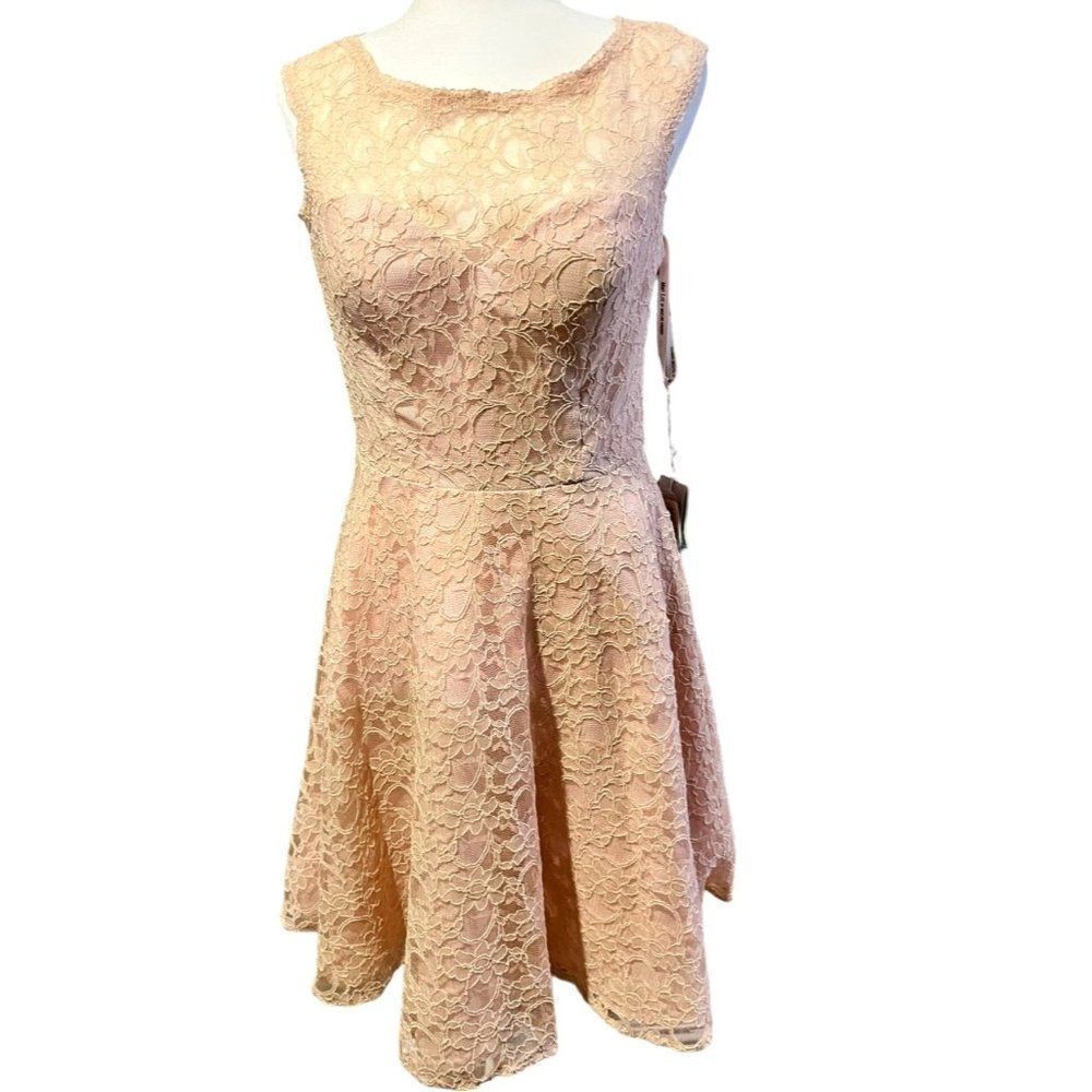 Mori Lee by Madeline Gardner Affairs Peach Knee Length Bridesmaid Party Prom NWT